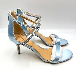 Jewel Badgley Mischka Size 11 Celine Light Blue Jeweled Dress‎ Sandals Heels